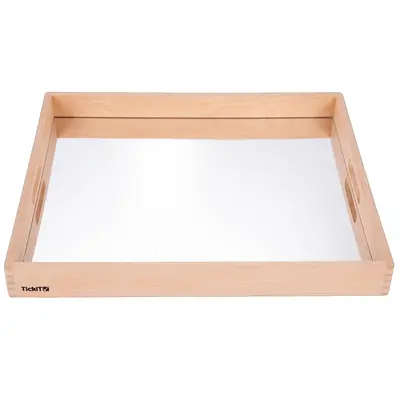 Tava mare din lemn cu oglinda acrilica, 500 x 435 x 50 mm, pentru activitati senzoriale - oketik73466