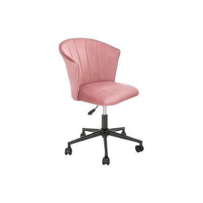 Scaun birou hm pasco, rotativ, inaltime reglabila, catifea, roz drm10269