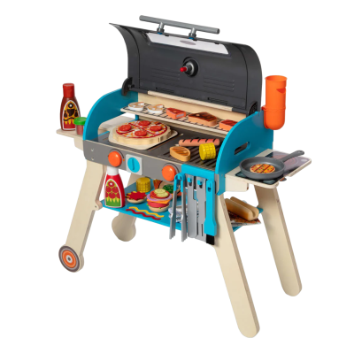 Set de joaca din lemn cu accesorii grill si pizza - okemd30608