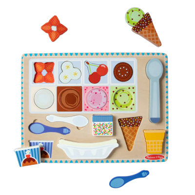 Set de joaca din lemn si puzzle magnetic inghetata - okemd31006