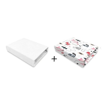 Set 2 cearceafuri cu elastic, MimiNu, Pentru patut leagan sau patut co-sleeper, 90x50 cm, Din bumbac, Material certificat Oeko Tex Standard 100, White and Fox BYN6426972024723