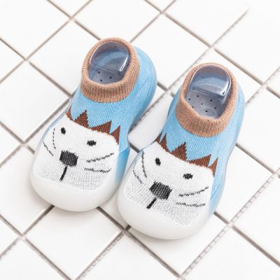 Mocasini bleu cu talpa antiderapanta - Animalutul alb ADC03-1