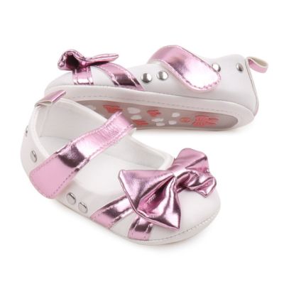 Pantofiori albi cu fundita lila sidefat LIBBW3095-1-c1