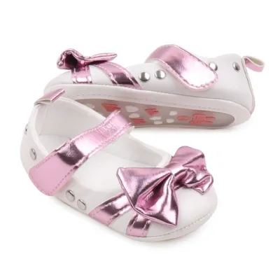 Pantofiori albi cu fundita lila sidefat LIBBW3095-1-c1