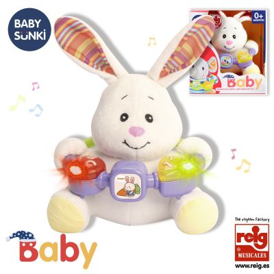 Jucarie interactiva bebe cu activitati si lumini 20 cm - iepuras baby sunki rg18114