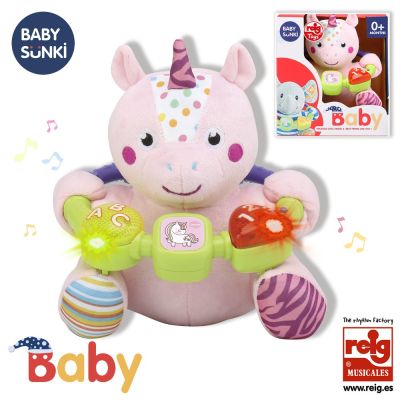 Jucarie interactiva bebe cu activitati si lumini 20 cm - unicorn baby sunki rg18115