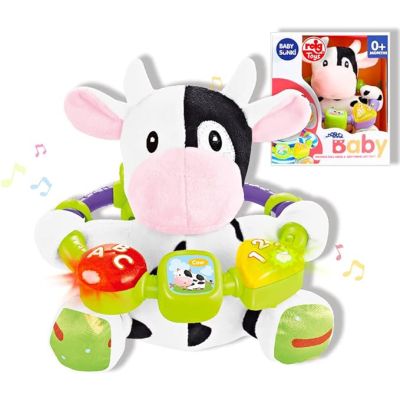 Jucarie interactiva bebe cu activitati si lumini 20 cm - vacuta baby sunki rg18112