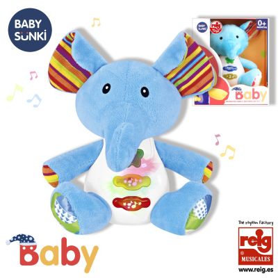 Jucarie interactiva bebe cu sunete si lumini 15 cm - elefant baby sunki rg18091