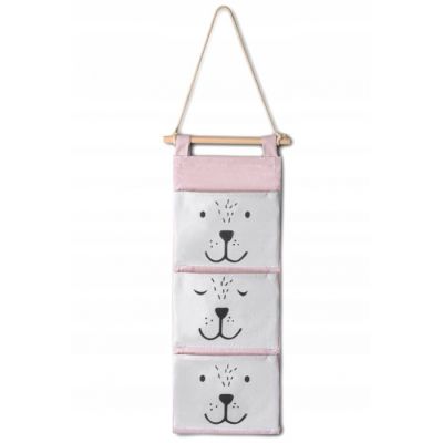 Organizator textil de perete cu 3 compartimente nukido nk-403 - roz edeedi740321