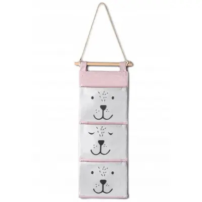 Organizator textil de perete cu 3 compartimente nukido nk-403 - roz edeedi740321