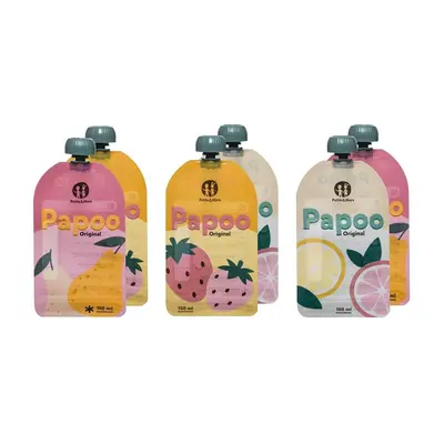 Set de pungi, Petite&Mars, Papoo, Pentru mancare, Reutilizabile, Perfect pentru calatorii, Fara BPA, 150 ml, Multicolor BYN901999