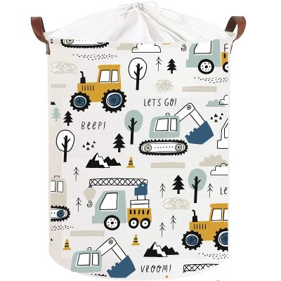 Cos Pliabil Pentru Jucarii, Rufe, Bumbac Canvas, Impermeabil, SIPO, 35x42 cm, Bumbac, 43l, Mini Trucks EKDSBT44