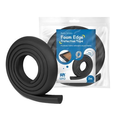Rola protectie din spuma groasa pentru colturi mobilier, pentru copii, SIPO Baby Safety, 2 metri, Negru EKDSBS-T11-F2