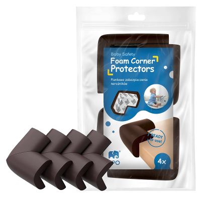 Set 4 aparatori moi pentru colturi, pentru copii, SIPO Baby Safety, Maro EKDSBS-T11-F4E