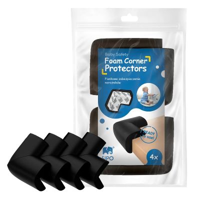 Set 4 aparatori moi pentru colturi, pentru copii, SIPO Baby Safety, Negru EKDSBS-T11-F2E