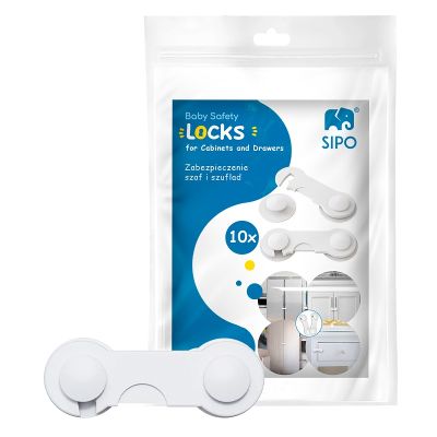 Sistem siguranta copii SIPO, sistem de blocare sertare, dulap, previne deschiderea accidentala, adeziv puternic 3M, fara urme de indepartare, set 10 b EKDSBS-215