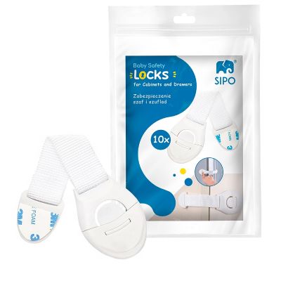 Sistem siguranta copii SIPO, sistem de blocare sertare, dulap, previne deschiderea accidentala, adeziv puternic 3M, fara urme de indepartare, set 10 b EKDSBS-216