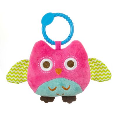 Jucarie din plus pentru agatat, cu clopotel, Happy Owl Pink EKD127980