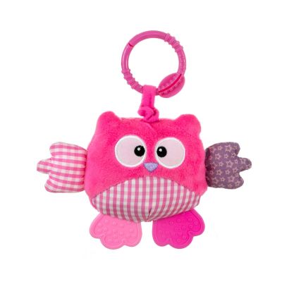 Jucarie din plus pentru agatat, fosnaie si vibreaza, Cutie Owl Pink EKD128000