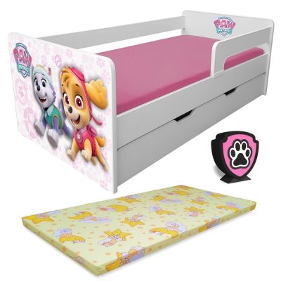 Patut Fete 2-8 Ani Paw Patrol Pink P1l Cu Sertar + Saltea Light + Lampa- ASC-lmk-bas-paw-pink-p1l-srt-70
