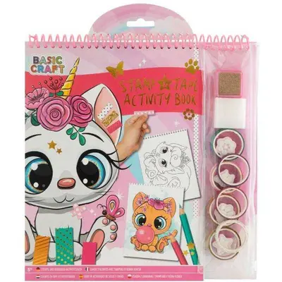 Carte de colorat cu activitati, benzi adezive decorative si stampile, 33 piese Moxy GR100099 BBJGR100099_Roz