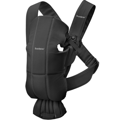 BabyBjorn - Marsupiu anatomic Mini, cu pozitii multiple de purtare, Black, tesatura BSAFE021156E1