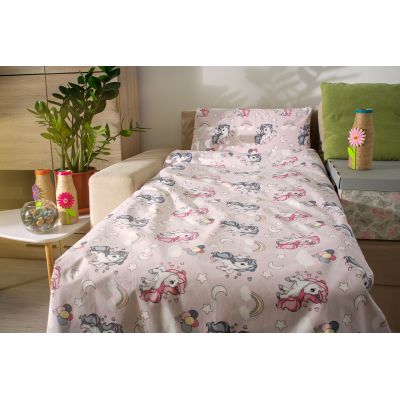 Lenjerie 3 piese Unicorn pat copii 2-8 ani pentru saltele 140x70 ASC-TEX-Unicorn-70