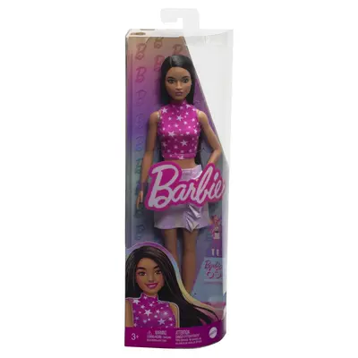 PAPUSA BARBIE FASHIONISTA BRUNETA CU TOP CU STELUTE VIVMTFBR37_HRH13