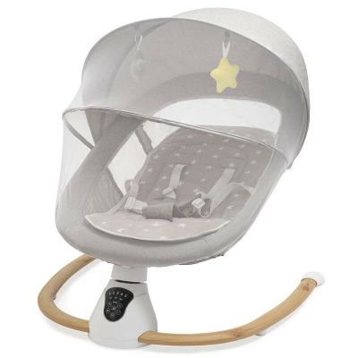 Sezlong balansoar, New Baby, Smart, Pana la 9 kg, Include cronometru si detector de miscare, Cu 5 viteze de leganare, Cu sunete si melodii, Cu 2 jucarii, 0 lun+, Grey BYN53462