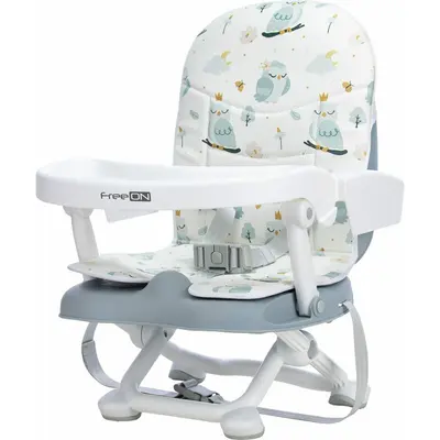 Scaun de masa, FreeON, Levi, Booster, Pliabil, Cu tavita detasabila, Reglabil in 4 pozitii pe inaltime, Cu centuri de siguranta in 3 puncte, 6 luni+, Owl BYN49560