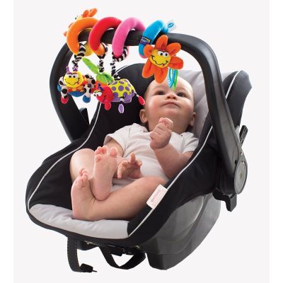 Spirala cu jucarii, Playgro, Multifunctionale pentru carucior, scoica auto si patut, Cu jucarie de dentitie, Amazing Garden Twirly Whirly, 33 cm BYN0111885