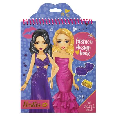 Carte cu abtibilduri - fashion design (albastru)