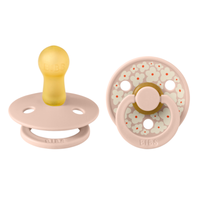 Bibs - set 2 suzete colour studio collection flower latex, tetina rotunda, 6 luni+-blush bbb12017103