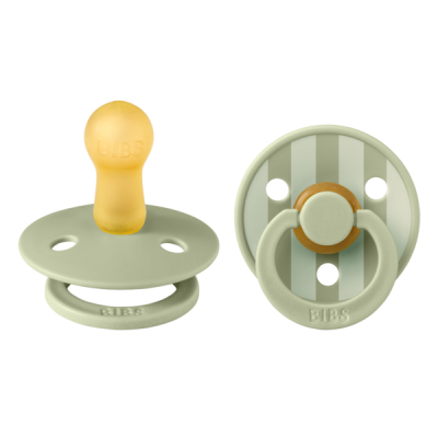 Bibs - set 2 suzete colour studio collection stripe latex, tetina rotunda, 6 luni+-sage bbb12015102