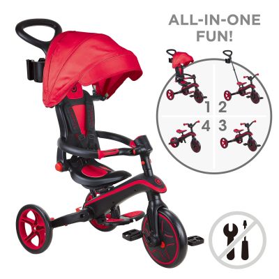 Tricicleta globber explorer 4 in 1 pliabila, culoare rosie funk732-102