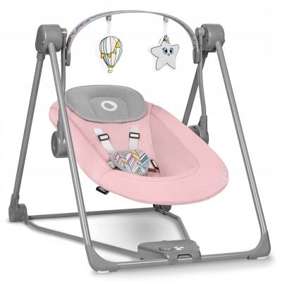Fotoliu balansoar, Lionelo, Otto Cozy, Cu melodii, Cu 5 viteze de balansare, Cu temporizator, 57x55 cm, Roz BYNLO-OTTO_PINK_BABY