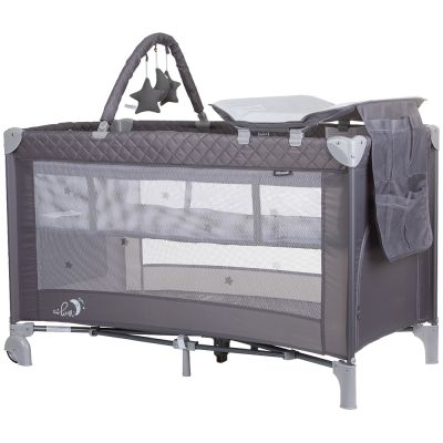 Patut pliabil cu saltea de infasat chipolino luna ash grey hubkosilu242as