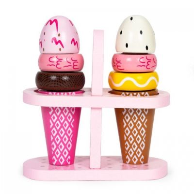 Set de 2 inghetate din lemn pentru copii, 9 elemente, ecotoys tl12106 edeeditl12106