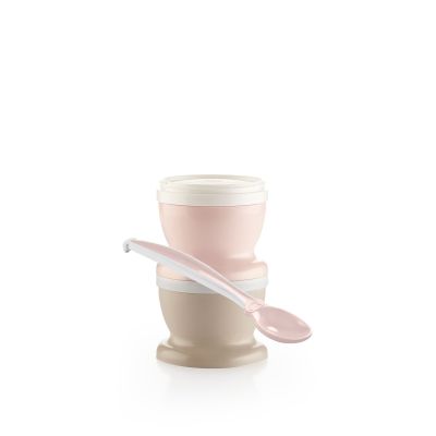 Set 2 recipiente cu capac si lingurita Thermobaby Powder Pink DNBTHE165931