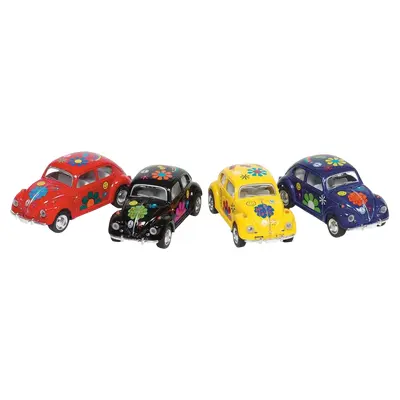 Masinuta die cast vw beetle classic, scara 1:64, lungime 6,5cm, cu print floral - okegoki12088