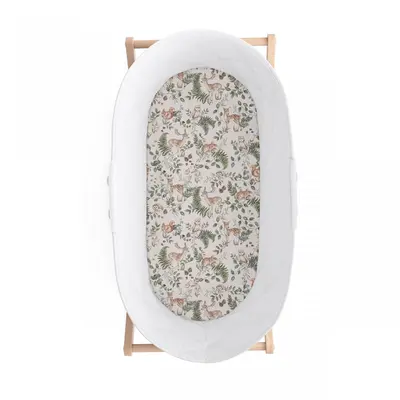 Cearsaf Din Bumbac Cu Elastic Pe Contur Pentru Landou Si Cosulete, Animals Garden Pjb20244