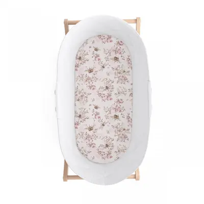 Cearsaf Din Bumbac Cu Elastic Pe Contur Pentru Landou Si Cosulete, Cherry Light Pjb1685