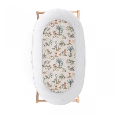 Cearsaf Din Bumbac Cu Elastic Pe Contur Pentru Landou Si Cosulete, Dino Pjb5761