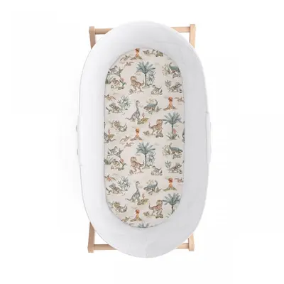 Cearsaf Din Bumbac Cu Elastic Pe Contur Pentru Landou Si Cosulete, Dino Pjb5761