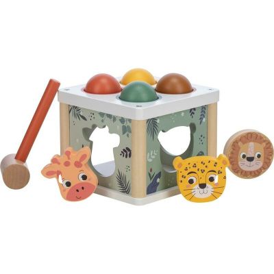 Centru de activitati, Free2Play, Cu figurine, Cu ciocanel, Din lemn, Conform cu standardul european de securitate EN71/123, 15 x 15 x 12 cm, 12 luni+, Multicolor BYN80616