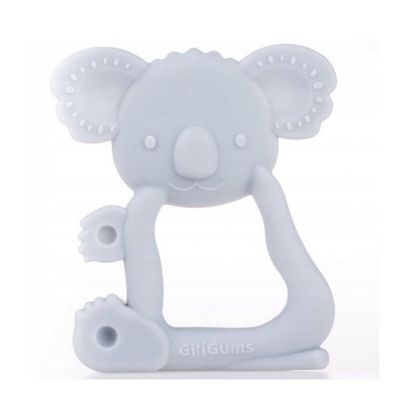Jucarie de dentitie, Giligums, Koala, Pentru masajul gingiilor, Din silicon Fara BPA, 3 luni+, Gri BYNGG_21323