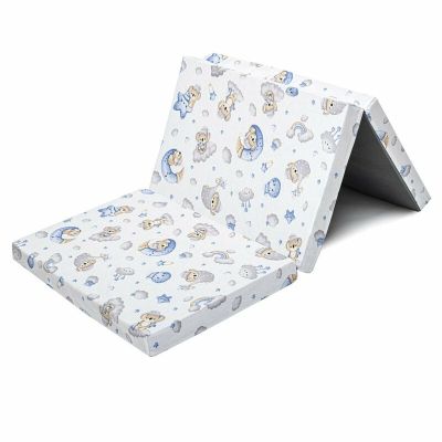 Salteluta pliabila, New Baby, Standard, Pentru patut, Cu geanta de transport inclusa, Cu husa detasabila din bumbac, Din spuma, 120x60x5 cm, 0 luni+, Koala Blue BYN55553