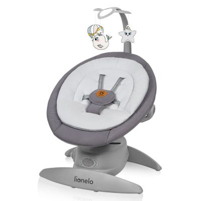 Balansoar, Lionelo, Mell, 2 in 1, Rotire 360 grade, Electric, Cu 3 moduri de leganare, Cu 5 trepte de viteza, Cu 3 pozitii de inclinare, Cu timer, 12 melodii si 2 sunete ale naturii, Pana la 9 kg, Gri BYNLO-MELL_GREY_STONE