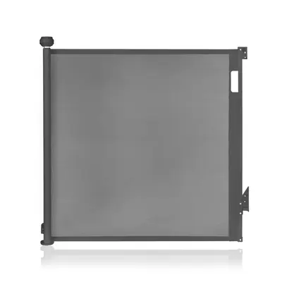 Poarta de siguranta, Lionelo, Thea, Cu suruburi, Textila, Retractabila, Mecanism dublu de blocare, Montaj universal, 80x140 cm, Conform cu standardul european de securitate EN1930, Negru BYNLO-THEA_BLACK_ONYX