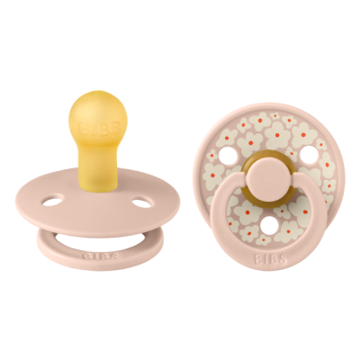 Bibs - set 2 suzete colour studio collection flower latex, tetina rotunda, 0 luni+-blush bbb11017103